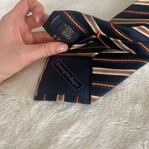 Ermenegildo Zelda Luxury Silk Tie in Orange/Black